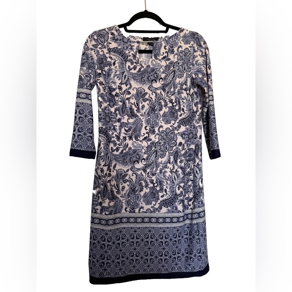 Atmosphere Blue and Light Pink Sheath Dress with 3/4 Sleeves